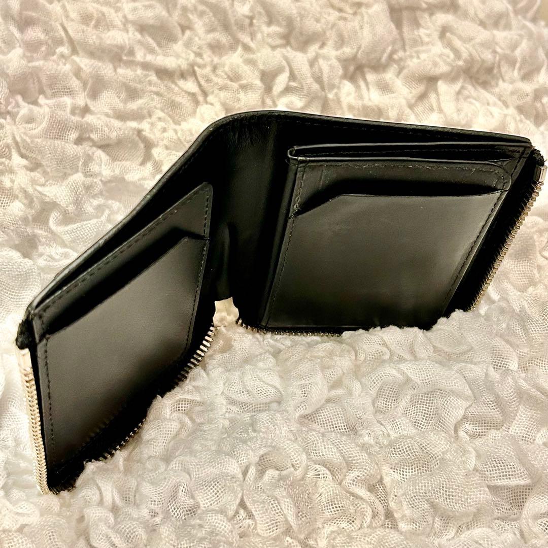 ITTI イッチ　コンパクトウォレット　財布　レザー　黒　ラウンドファスナー