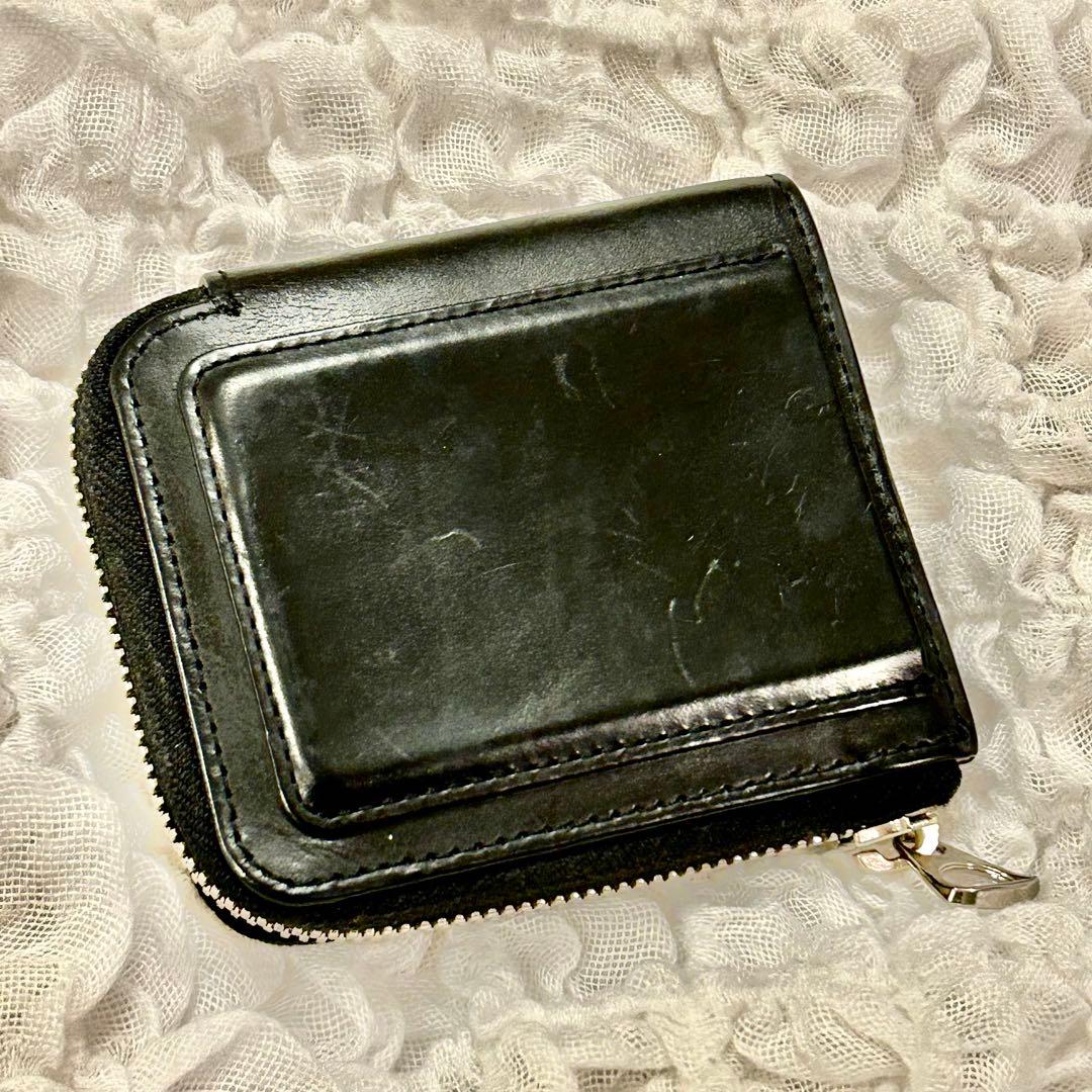 ITTI イッチ　コンパクトウォレット　財布　レザー　黒　ラウンドファスナー