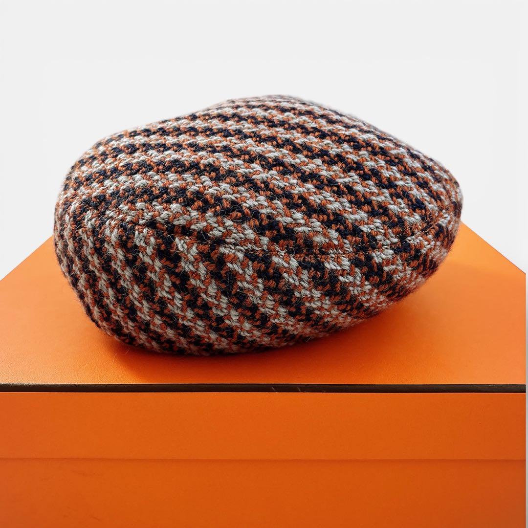 HERMÈS エルメス ツイード オレンジ キャスケット セリエ 58