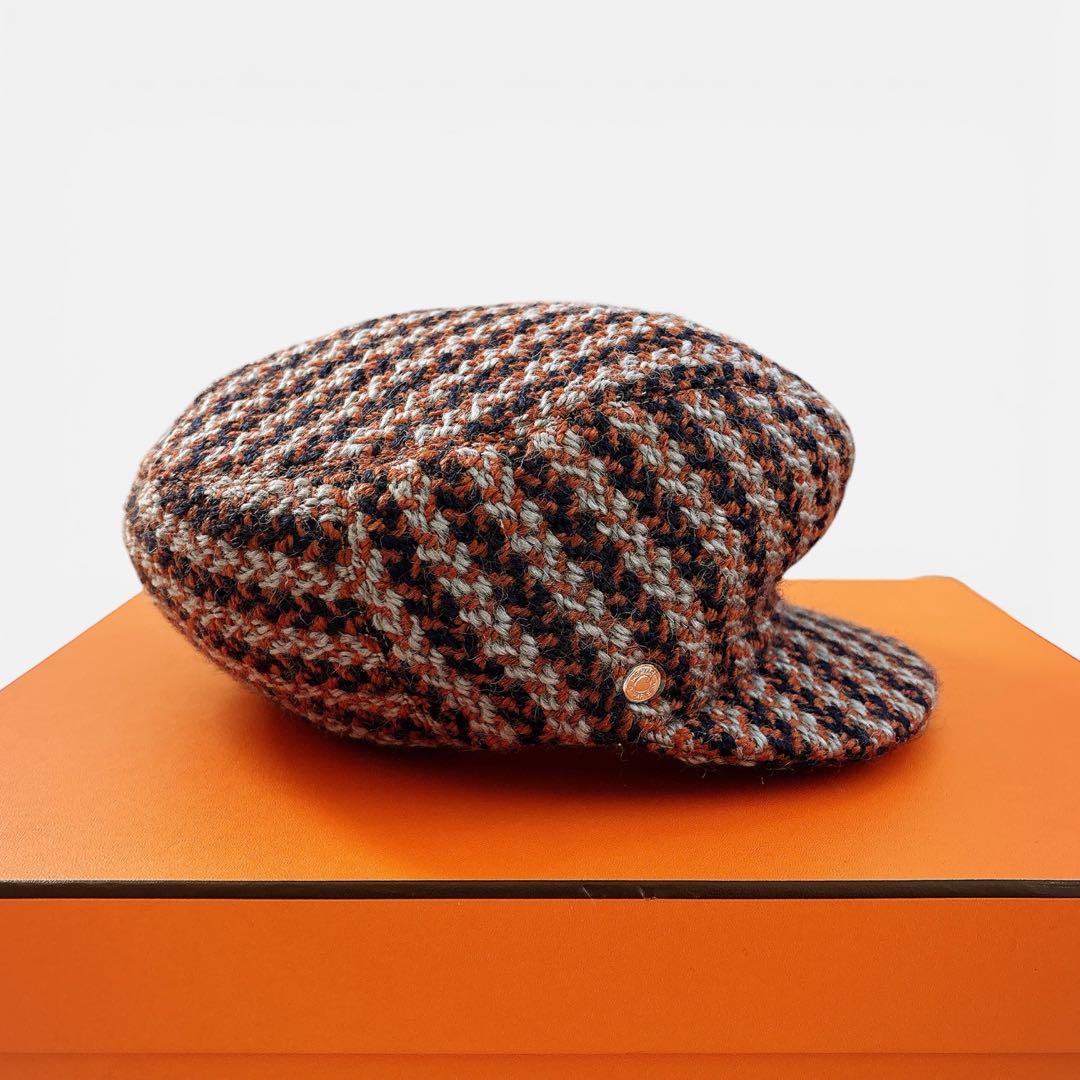 HERMÈS エルメス ツイード オレンジ キャスケット セリエ 58
