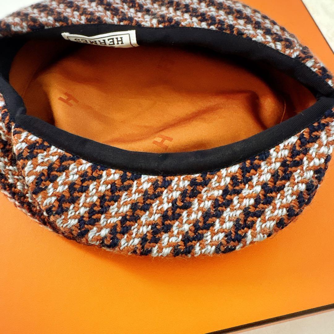HERMÈS エルメス ツイード オレンジ キャスケット セリエ 58