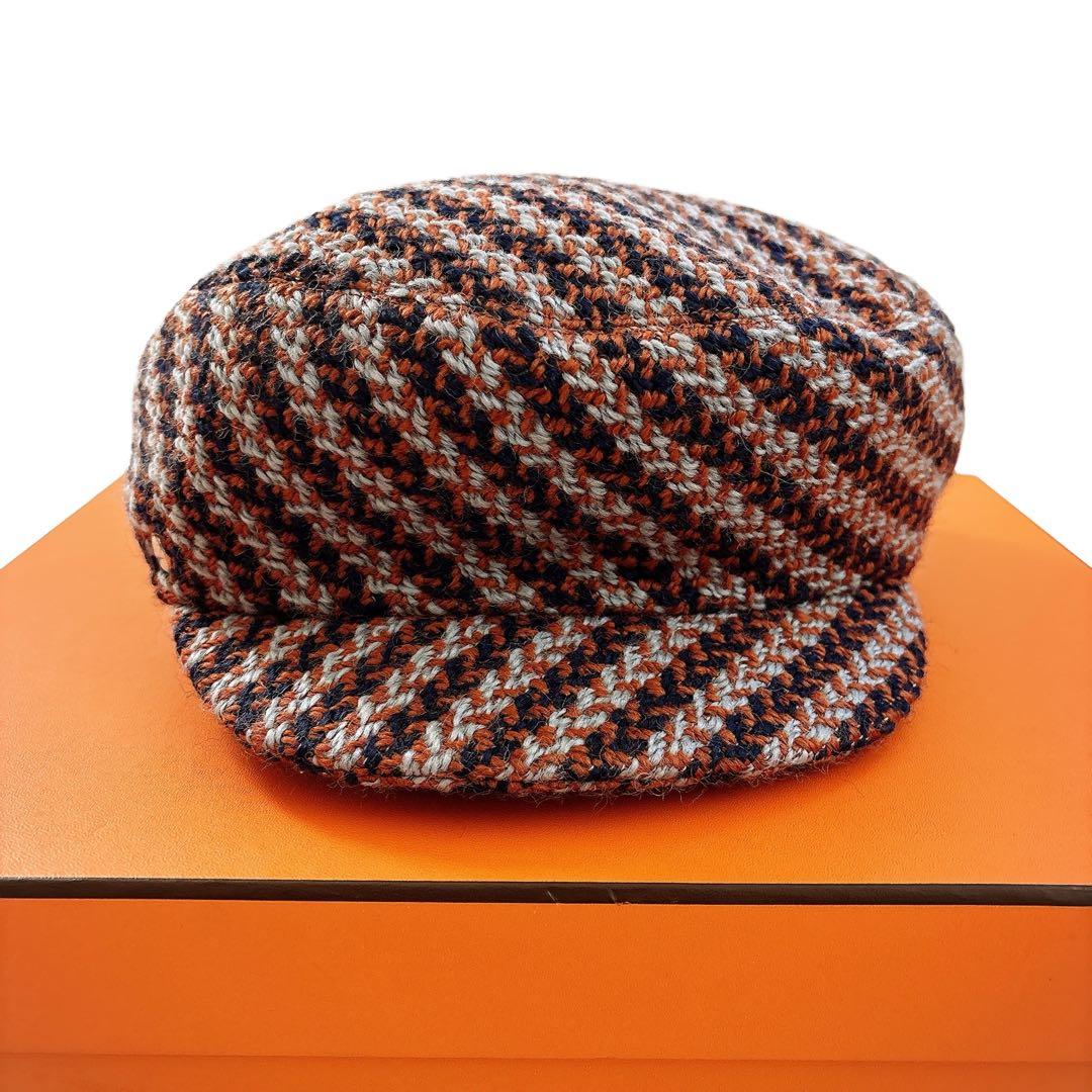 HERMÈS エルメス ツイード オレンジ キャスケット セリエ 58