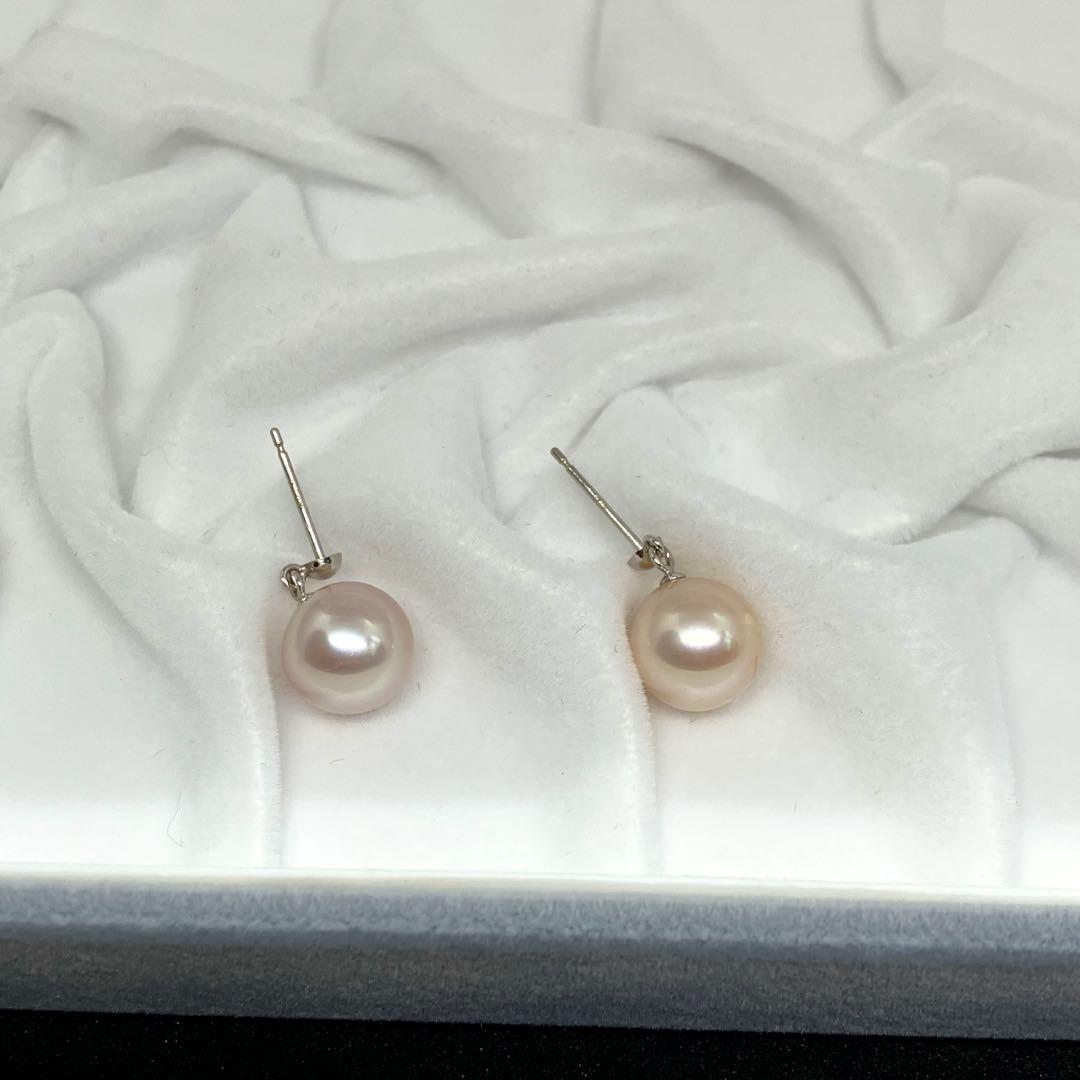 【テリ強】本真珠 大 パール ネックレス ピンク 約8mm-10mm 約43cm