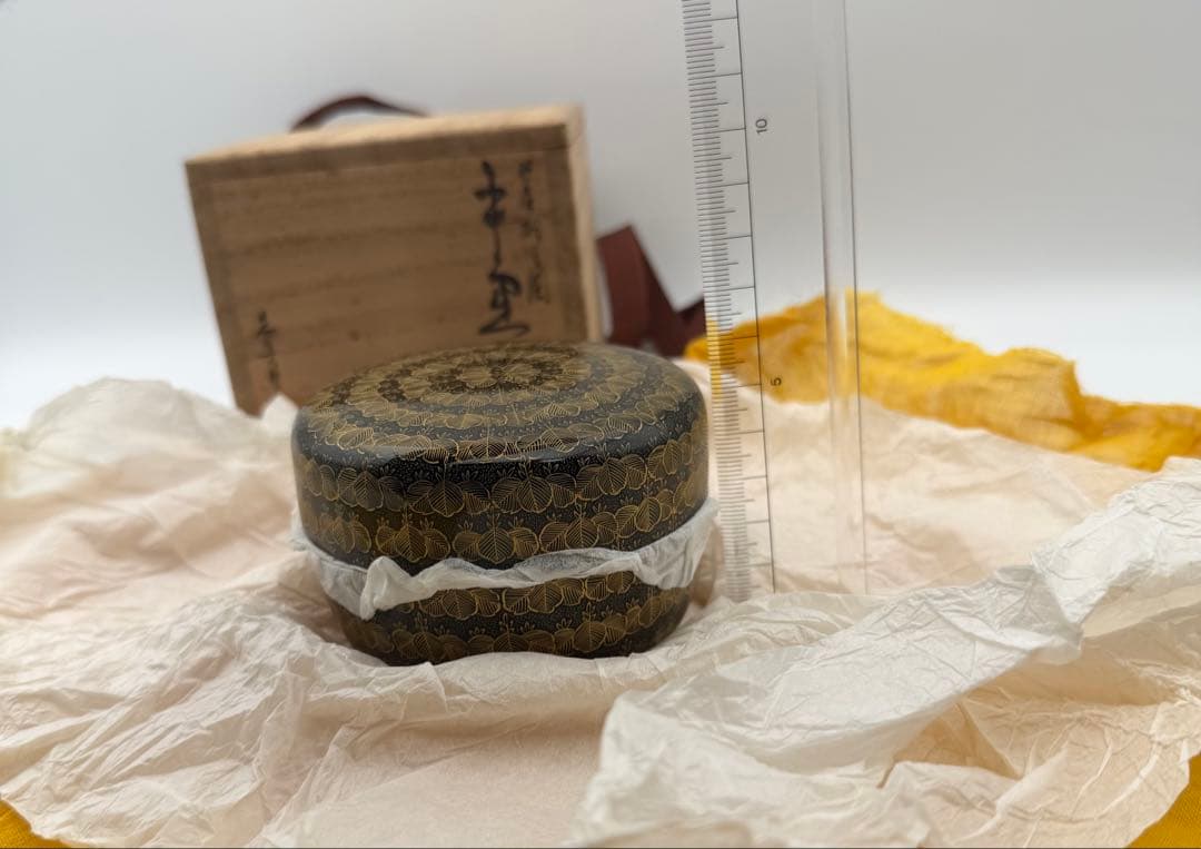 茶道具 沈金師 前志芸男 作 輪島桐の絵 棗