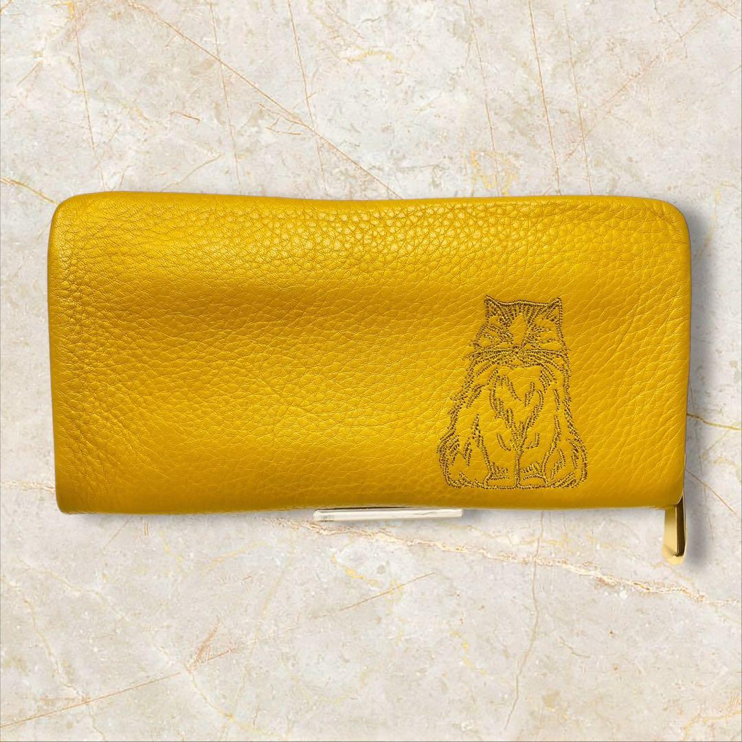 イアパピヨネ 長財布 財布 ねこ イエロー ネコ ear イア 猫 ジップ