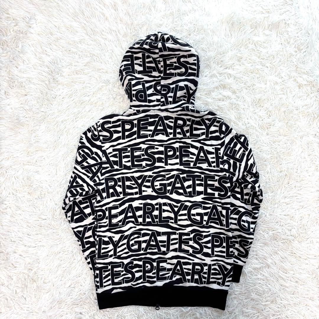 最新作 パーリーゲイツ セットアップ 総柄 パーカー スカート 裏起毛 ゼブラ