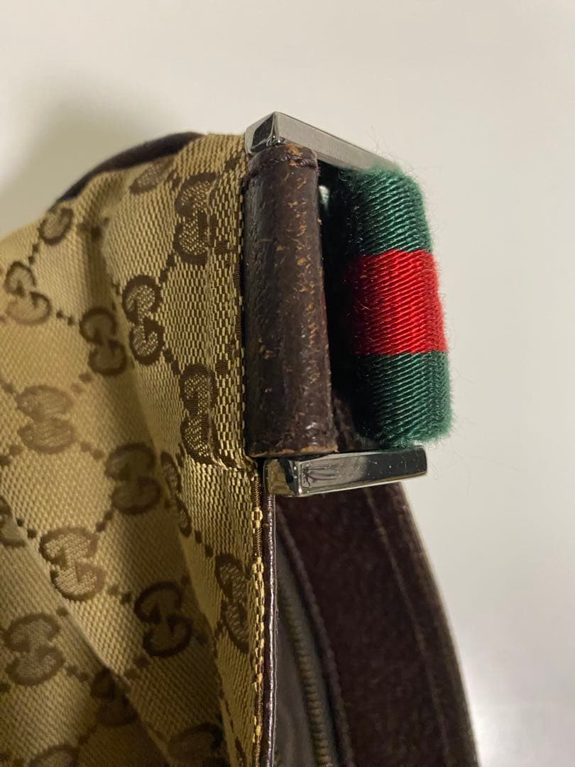 値下げGUCCI GGキャンバス ロゴ　シェリーライン レザー ショルダーバッグ