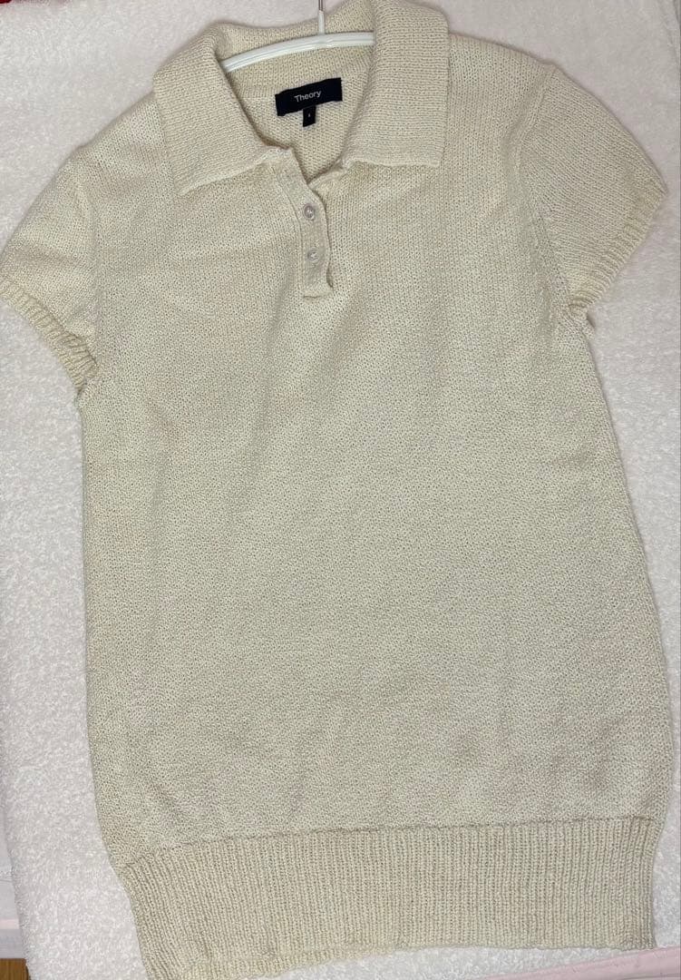 トップス theory Wave Boucle Cap Sleeve Polo Shirt