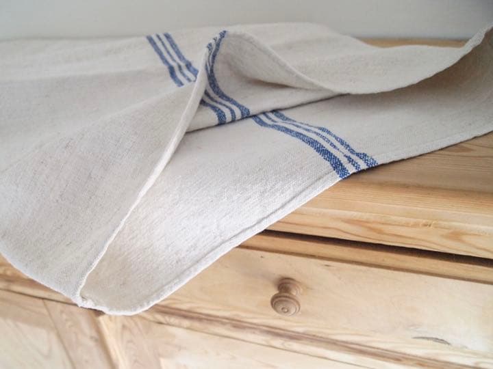 フランスアンティーク 麻袋 グレインサック リネン ブルーライン