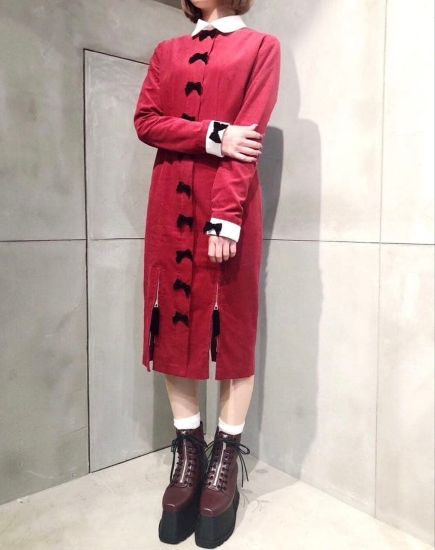 PAMEO POSE Ribbon Call Dress ワンピース 赤 レッド