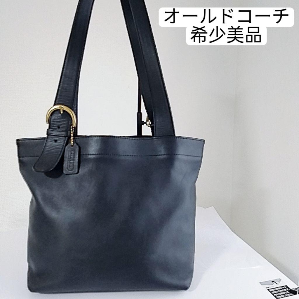 希少美品　オールドコーチ ネイビー　高級レザートートバッグ　大容量　A4　肩掛け