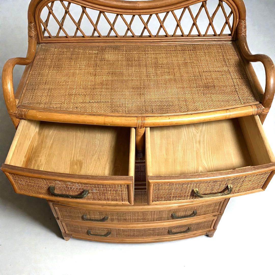 【良品】ラタン製　5段チェスト　籐家具　昭和レトロ