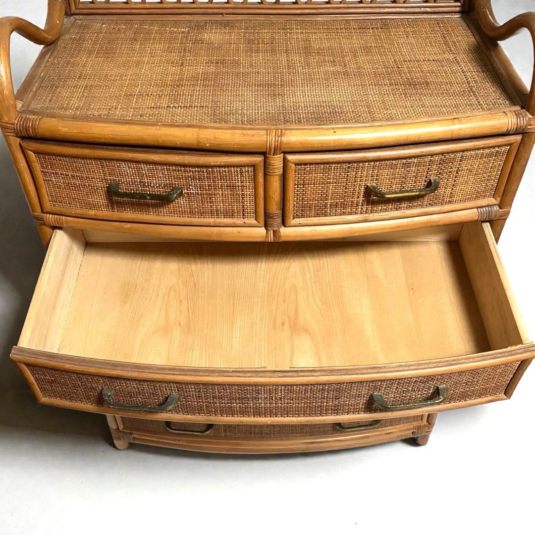 【良品】ラタン製　5段チェスト　籐家具　昭和レトロ