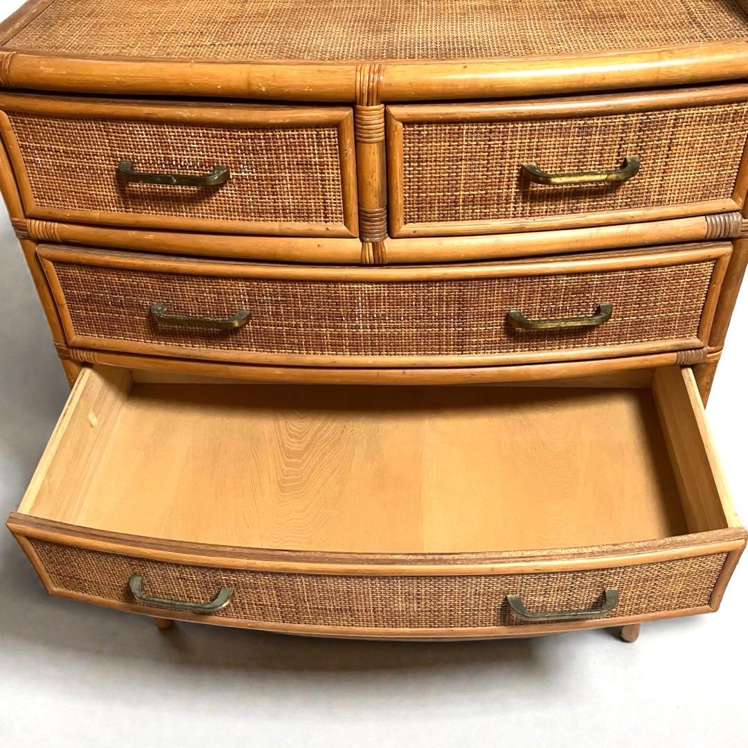 【良品】ラタン製　5段チェスト　籐家具　昭和レトロ
