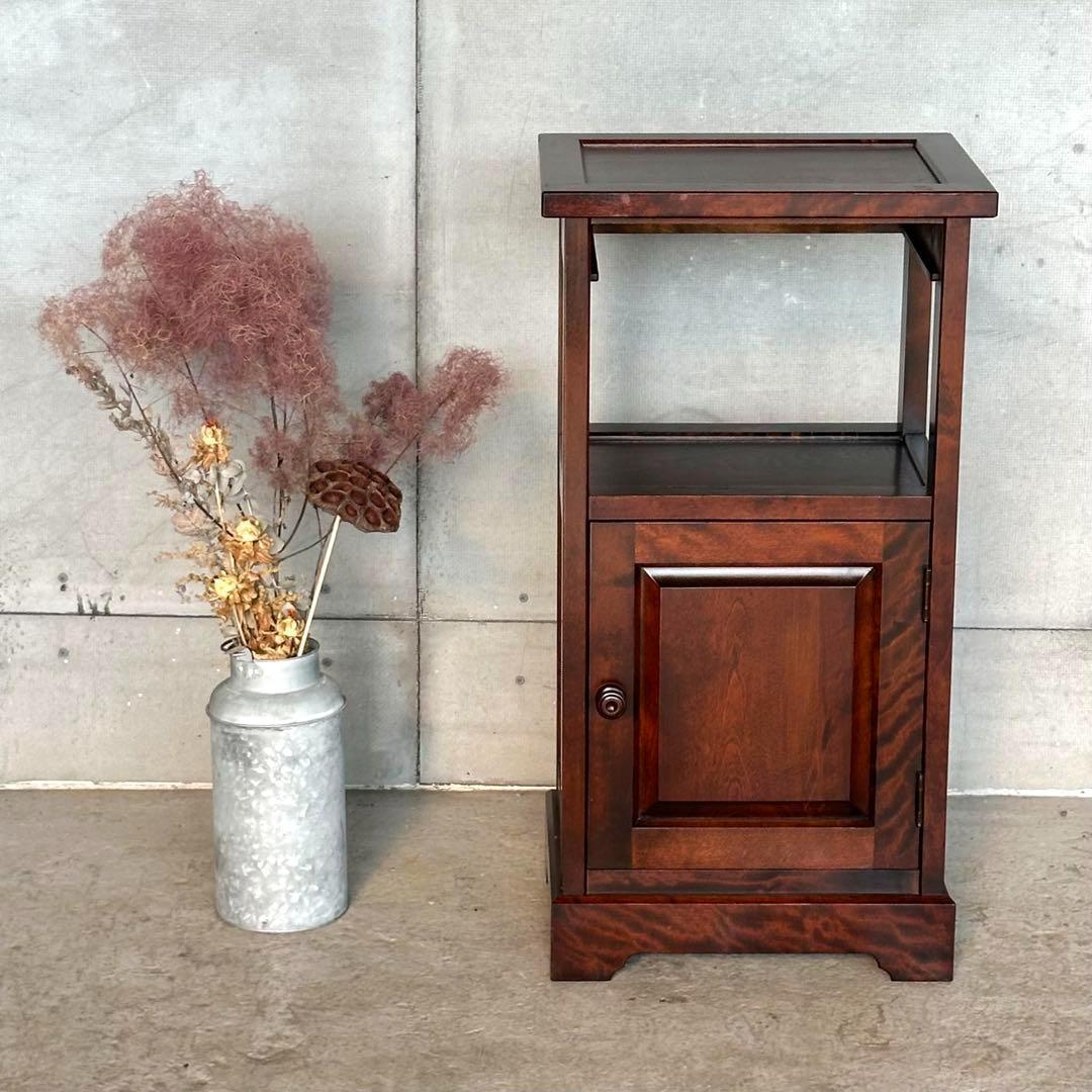 ✿ 昭和レトロ ✿ 北海道民芸家具 カバ無垢材 電話台 サイドチェスト ホクミン