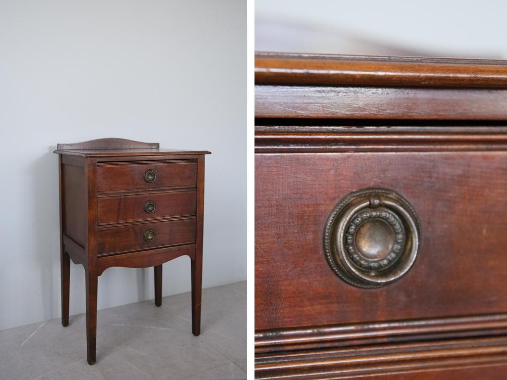 英国アンティーク木製ミュージックキャビネット/3杯チェスト/レコード(88-73