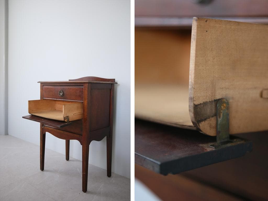 英国アンティーク木製ミュージックキャビネット/3杯チェスト/レコード(88-73