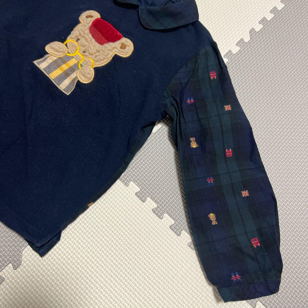 ファミリア　100サイズ　ロンドンモチーフ　シャツベレー帽セット