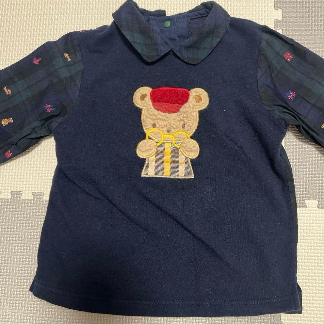 ファミリア　100サイズ　ロンドンモチーフ　シャツベレー帽セット