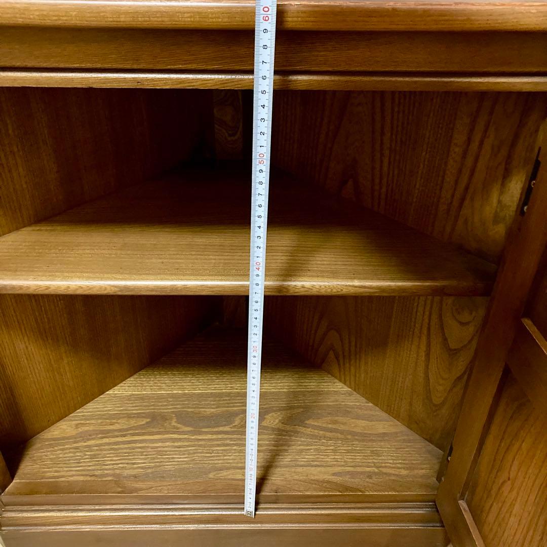 天然木 コーナーキャビネット飾り棚 レトロ 古民家家具