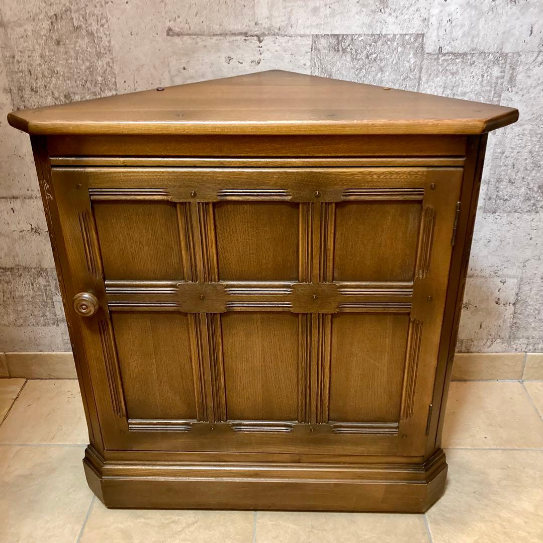 天然木 コーナーキャビネット飾り棚 レトロ 古民家家具