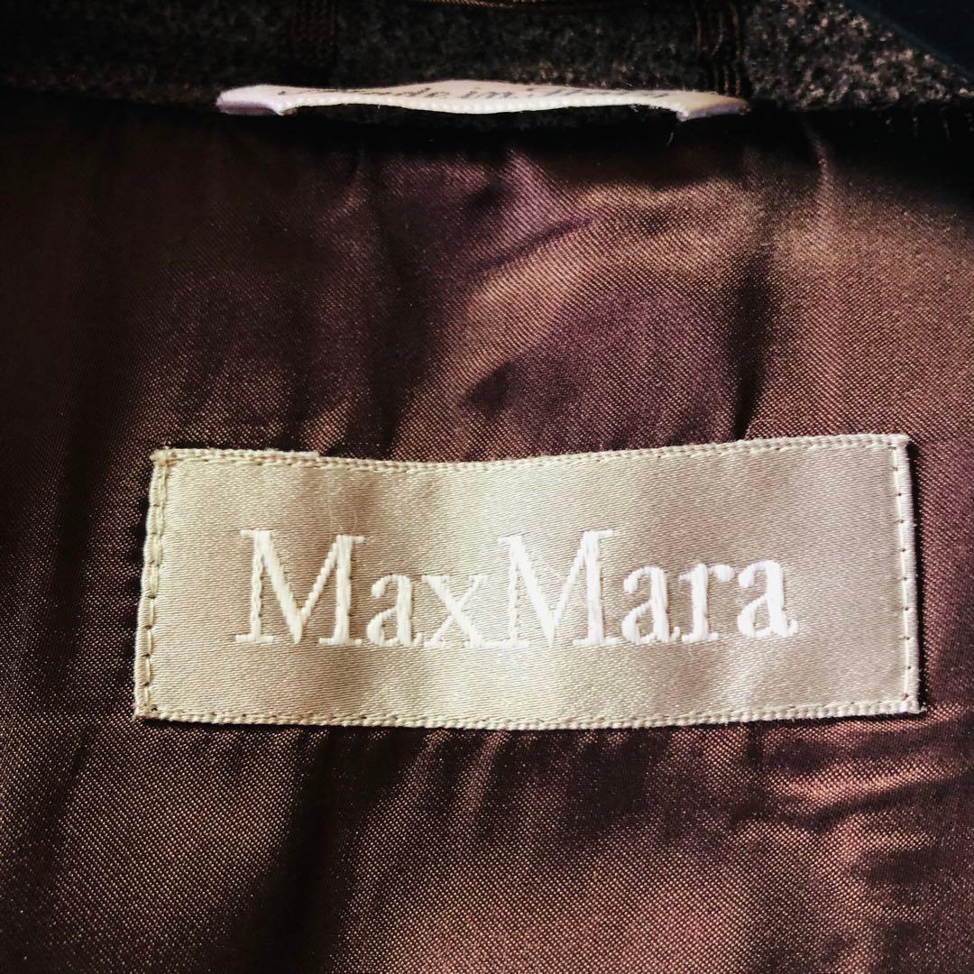 美品✨マックスマーラ ベルテッドコート シルク 女優襟 銀タグ ブラウン 40