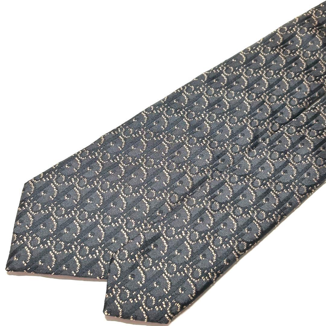 【未使用に近い✨】ディオールオム ネクタイ チャコールグレー トロッター 総柄