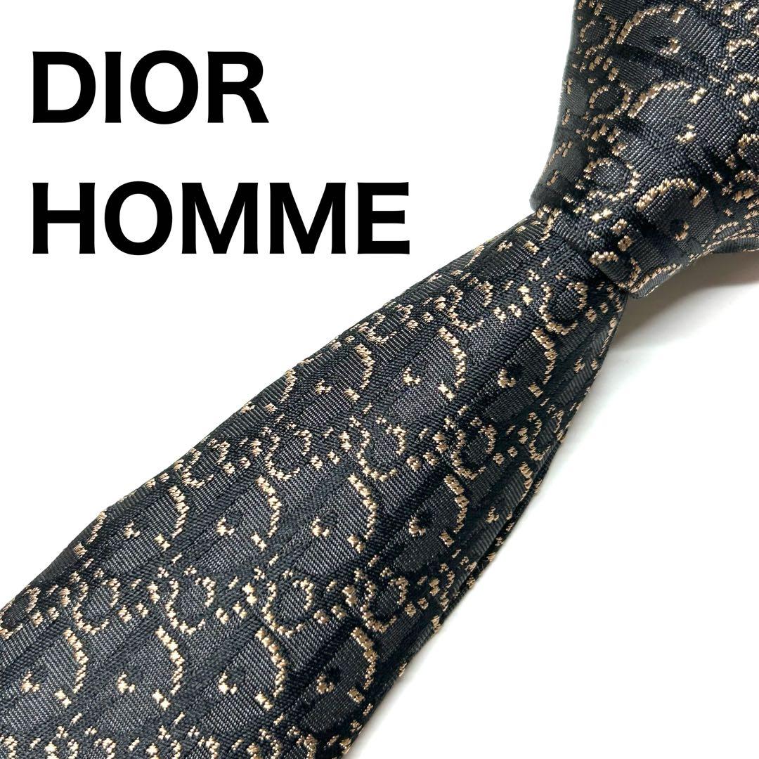【未使用に近い✨】ディオールオム ネクタイ チャコールグレー トロッター 総柄