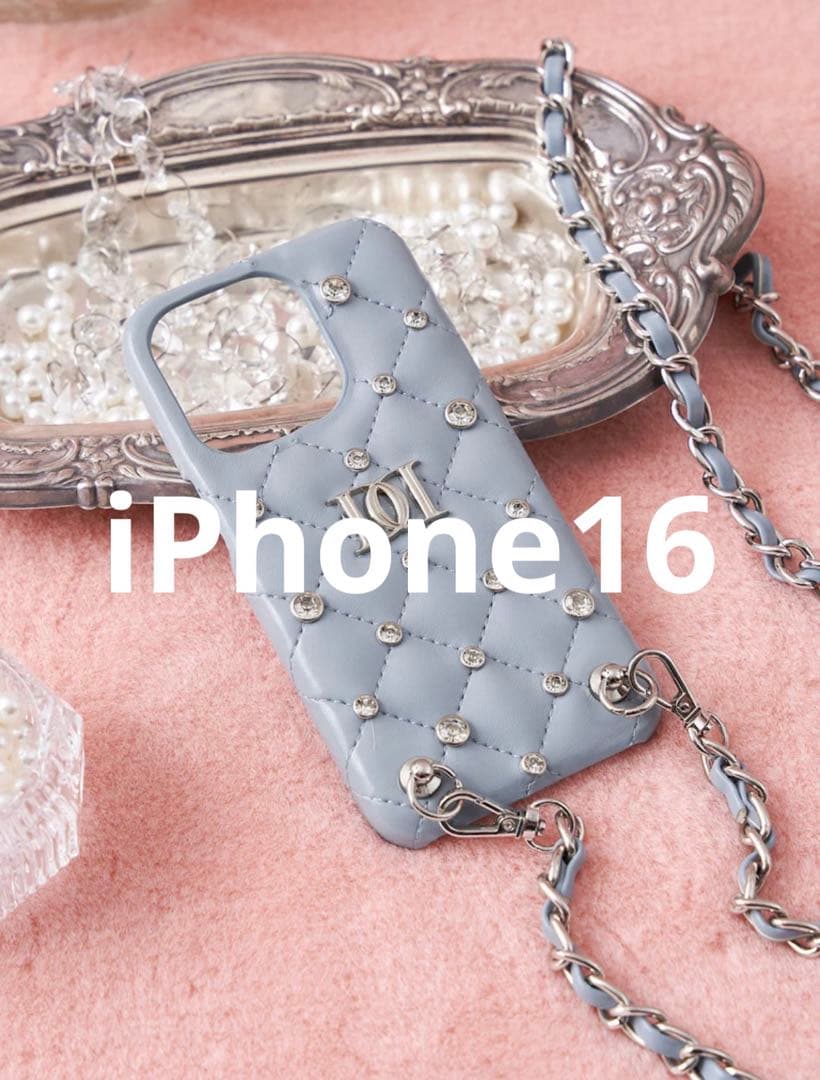 キルティングビジューiPhoneケース ダーリッチ darich BLUE