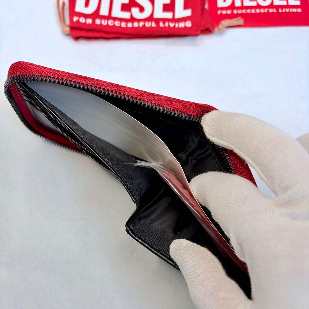 DIESEL ディーゼル 二つ折り財布 ファスナー ブランド財布 レッド