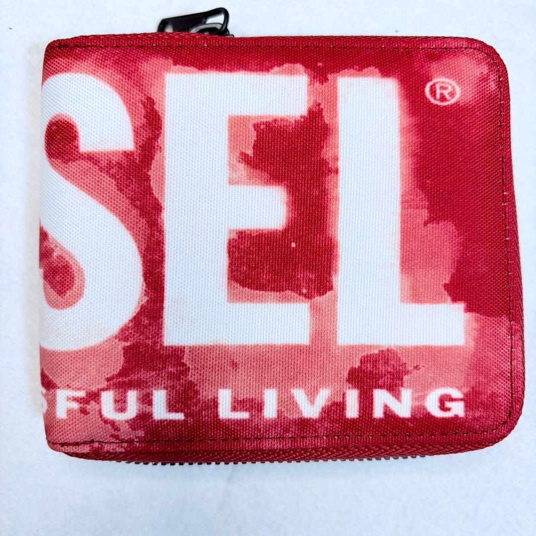 DIESEL ディーゼル 二つ折り財布 ファスナー ブランド財布 レッド