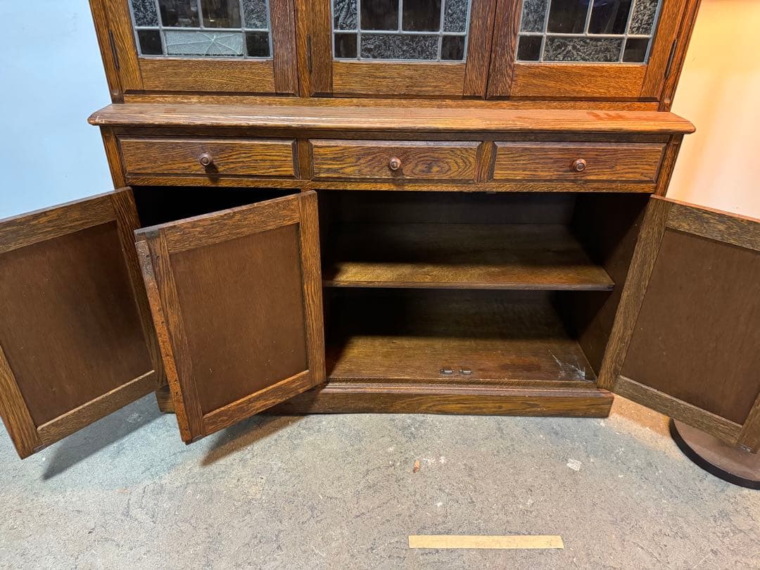 三越家具 三越ブルージュ オーク材 ガラスキャビネットカントリーハウス 食器棚