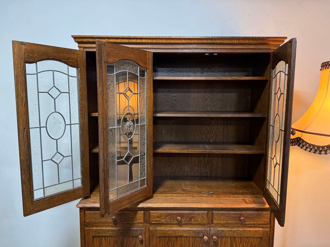 三越家具 三越ブルージュ オーク材 ガラスキャビネットカントリーハウス 食器棚