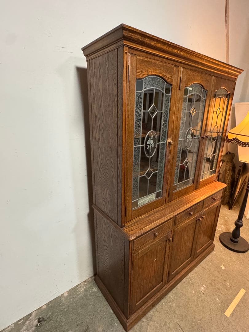 三越家具 三越ブルージュ オーク材 ガラスキャビネットカントリーハウス 食器棚