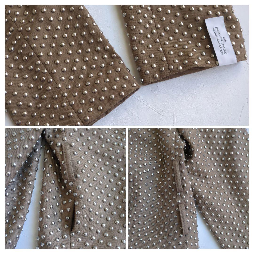 美品  rokh コラボ スタッズウールブレザージャケット ベージュ S