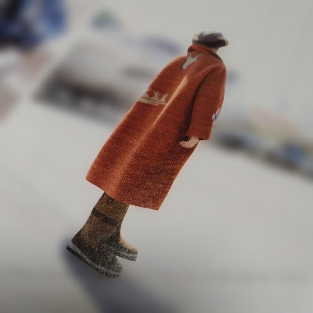 ★45Ｒ★千鳥縮絨ニットのコート　オレンジ