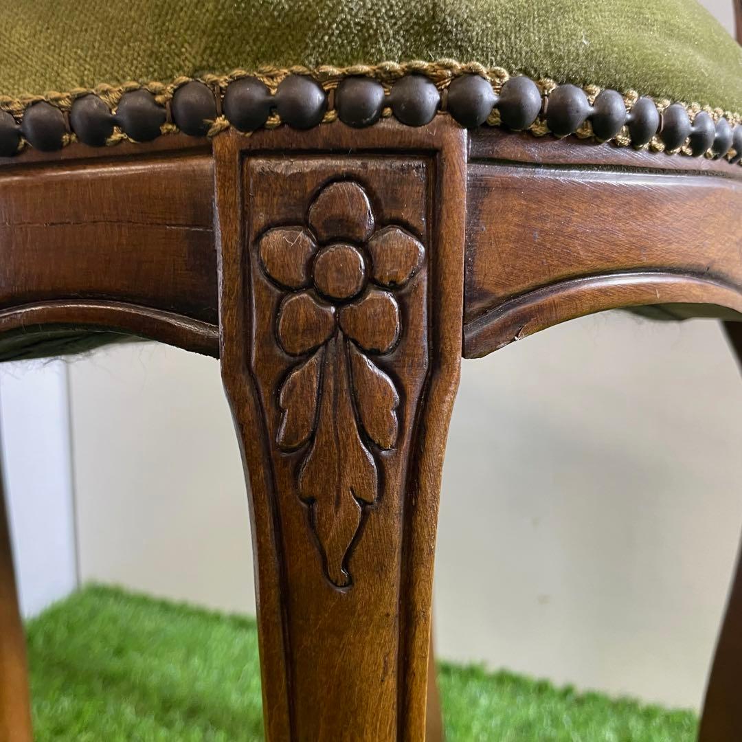 u*6様 アンティーク調 椅子 猫脚 オリーブグリーン イタリア製