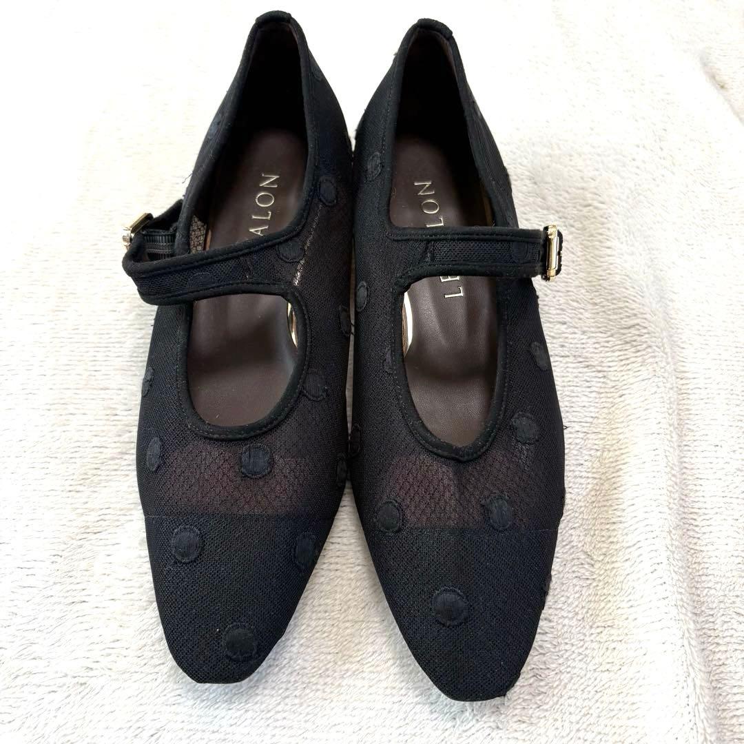 【新品】 LE TALON ドットチュールメリージェーン　黒　ブラック　23.5