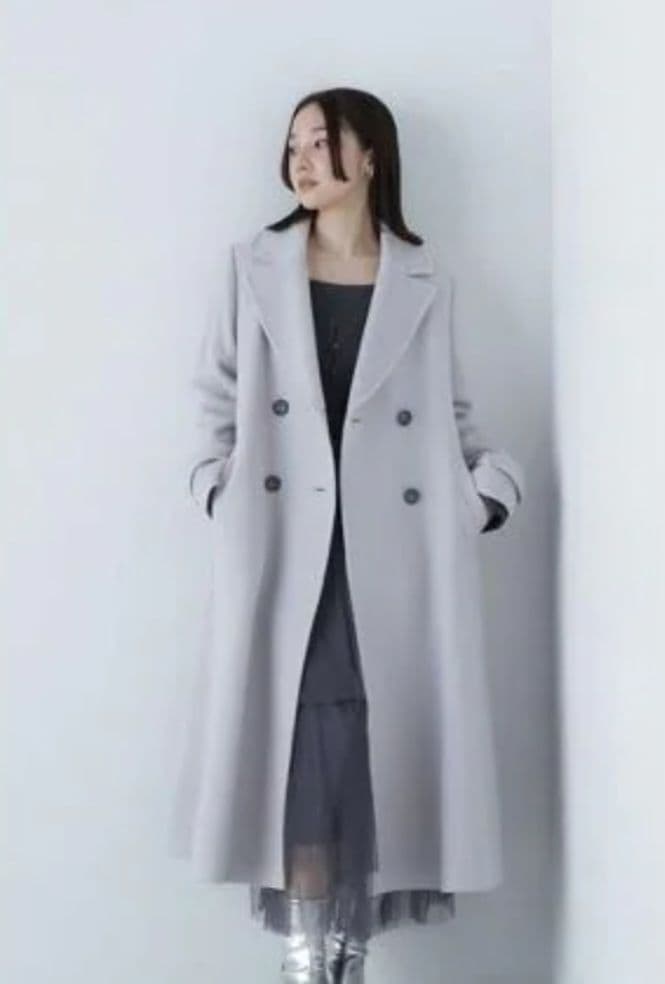 【完売品】24AW　ナチュラルビューティー　ビッグカラーダブルチェスターコート