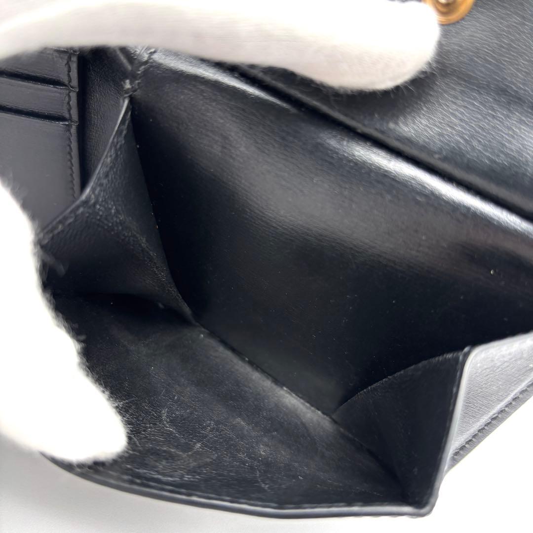 美品 イヴサンローラン カサンドラ 二つ折り財布 ロゴ YSL レザー 箱付 黒