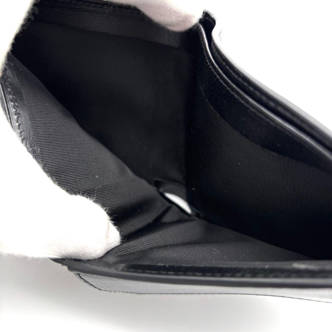 美品 イヴサンローラン カサンドラ 二つ折り財布 ロゴ YSL レザー 箱付 黒