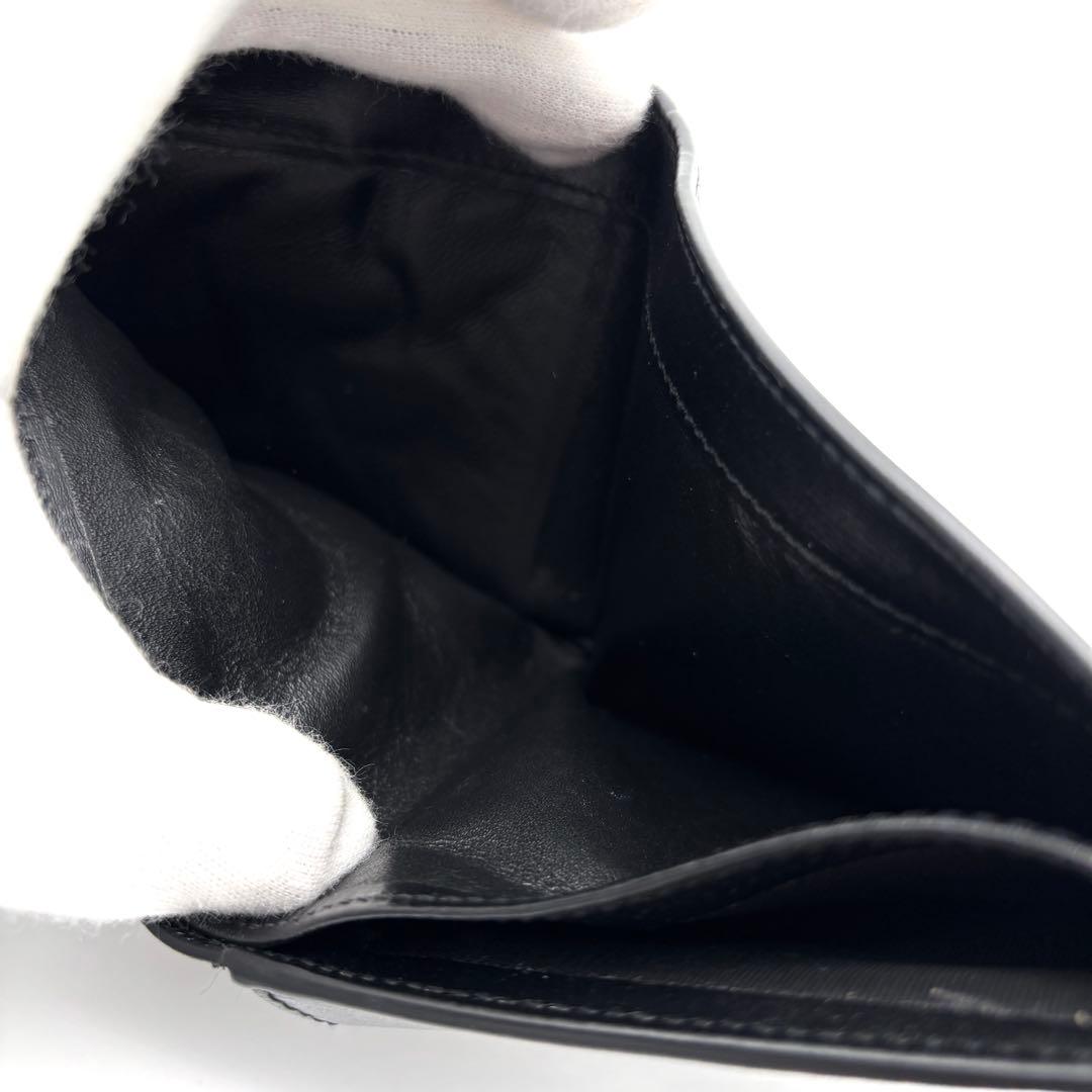 美品 イヴサンローラン カサンドラ 二つ折り財布 ロゴ YSL レザー 箱付 黒