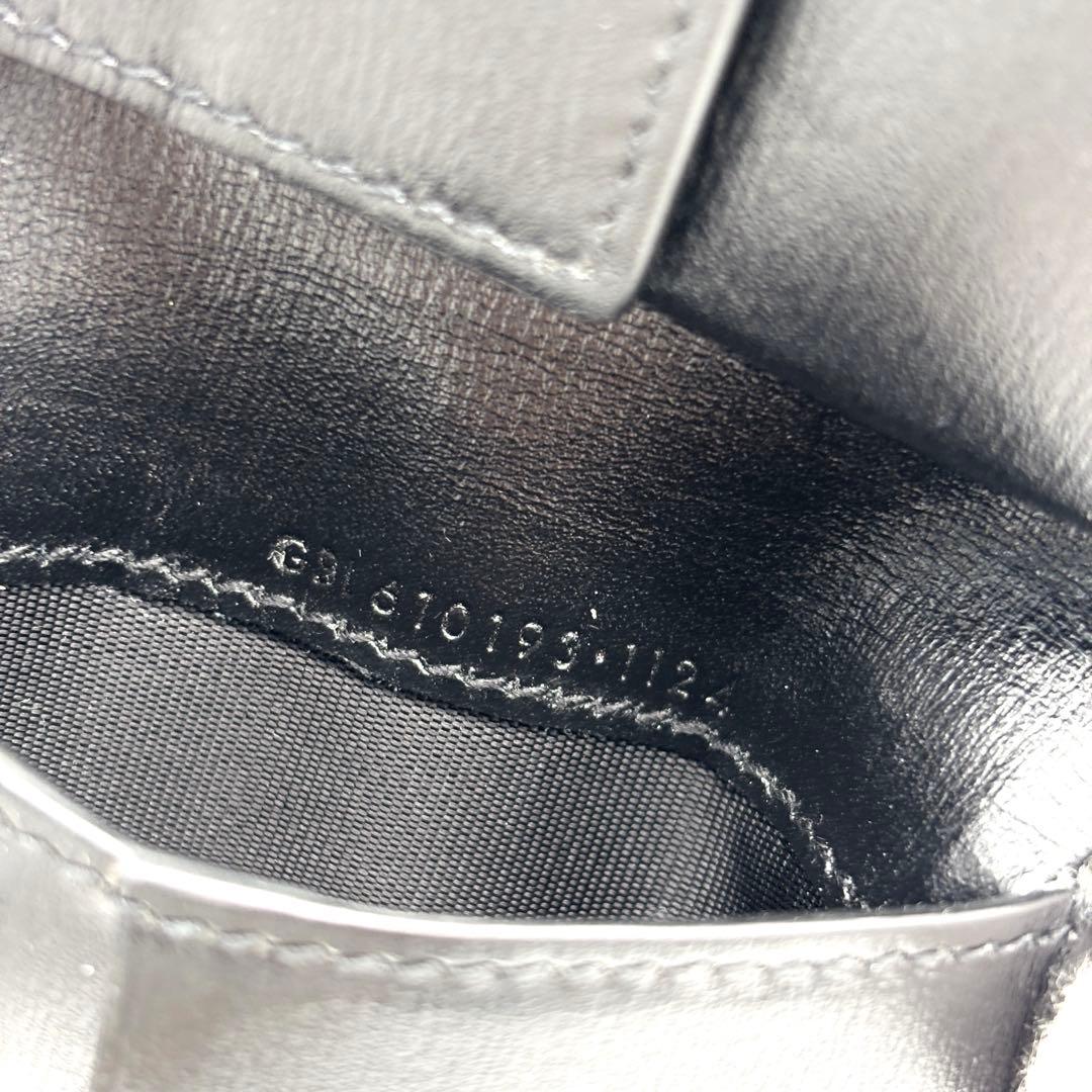 美品 イヴサンローラン カサンドラ 二つ折り財布 ロゴ YSL レザー 箱付 黒