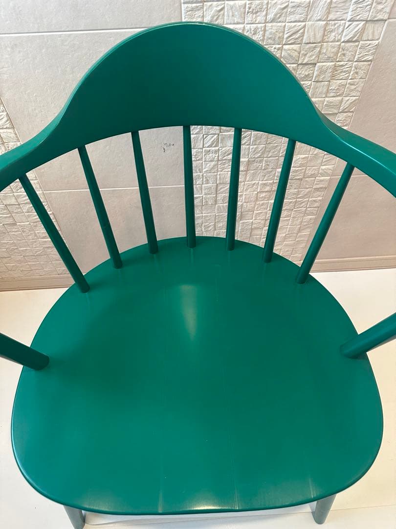 【希少品】柏木工 カシワ ダイニングチェア アームチェア グリーン ※r2※