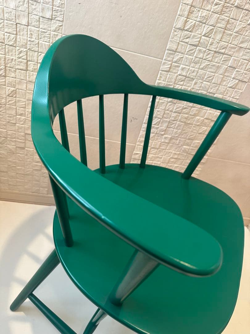 【希少品】柏木工 カシワ ダイニングチェア アームチェア グリーン ※r2※