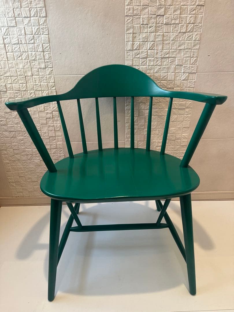 【希少品】柏木工 カシワ ダイニングチェア アームチェア グリーン ※r2※