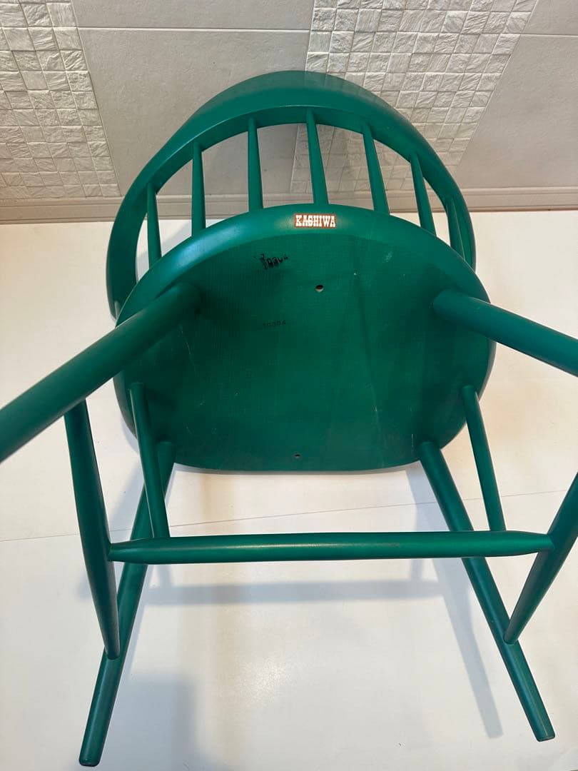 【希少品】柏木工 カシワ ダイニングチェア アームチェア グリーン ※r2※