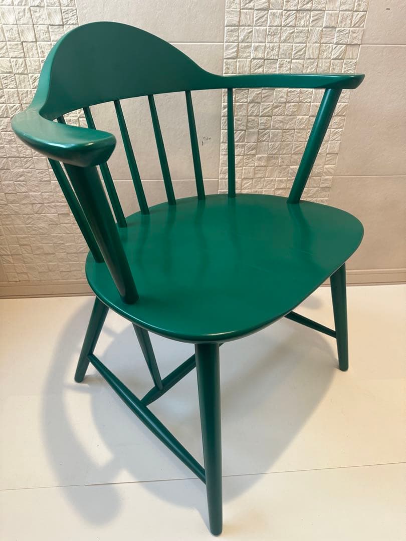【希少品】柏木工 カシワ ダイニングチェア アームチェア グリーン ※r2※