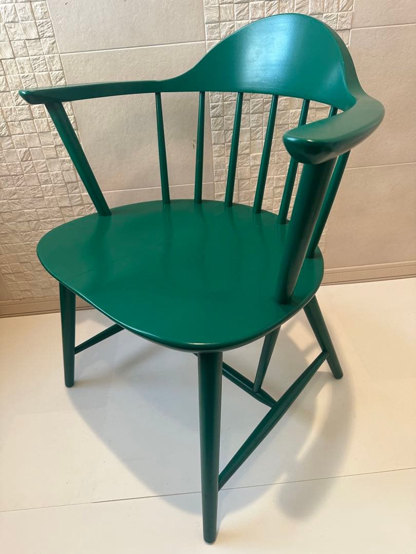 【希少品】柏木工 カシワ ダイニングチェア アームチェア グリーン ※r2※