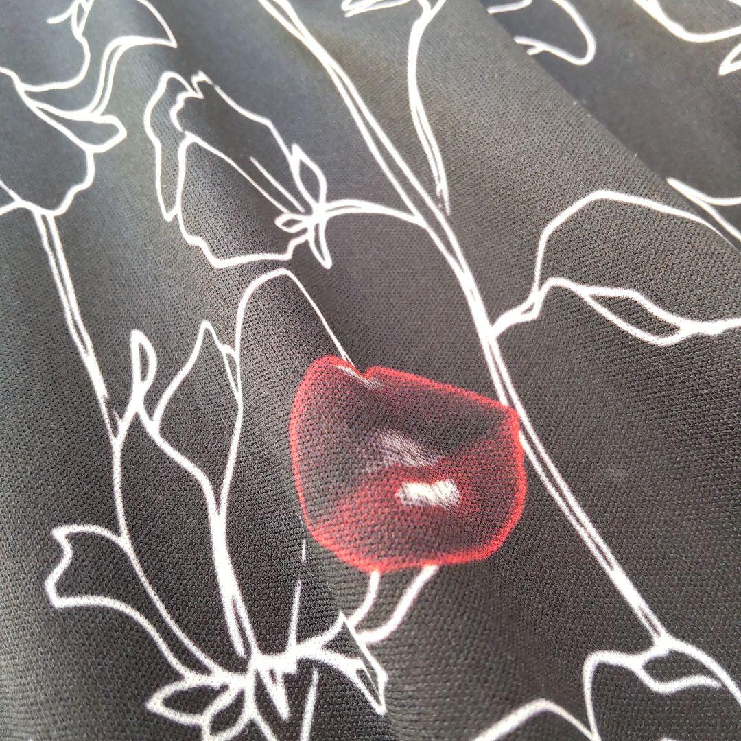 美品 ヴァレンティノ 長袖 花柄 キスマーク柄 レース ロングワンピース 黒